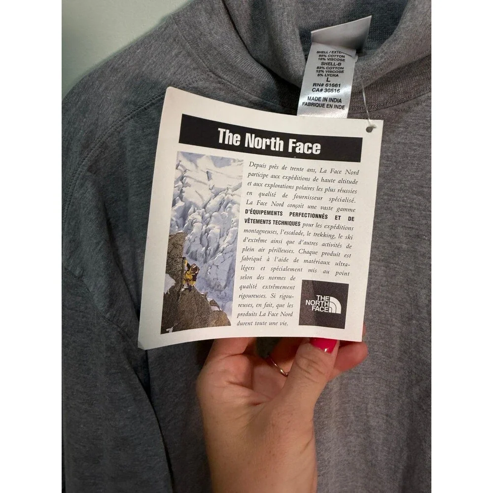 Vintage The North Face T-Neck Pullover Men’s L Heather Gray NWT 90s Y2K